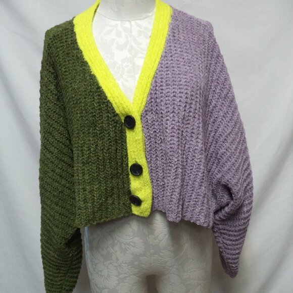 Urban Outfitters Chenille Cardigan sweater top cropped  NEW NWT Size Small Sm S - Picture 2 of 15